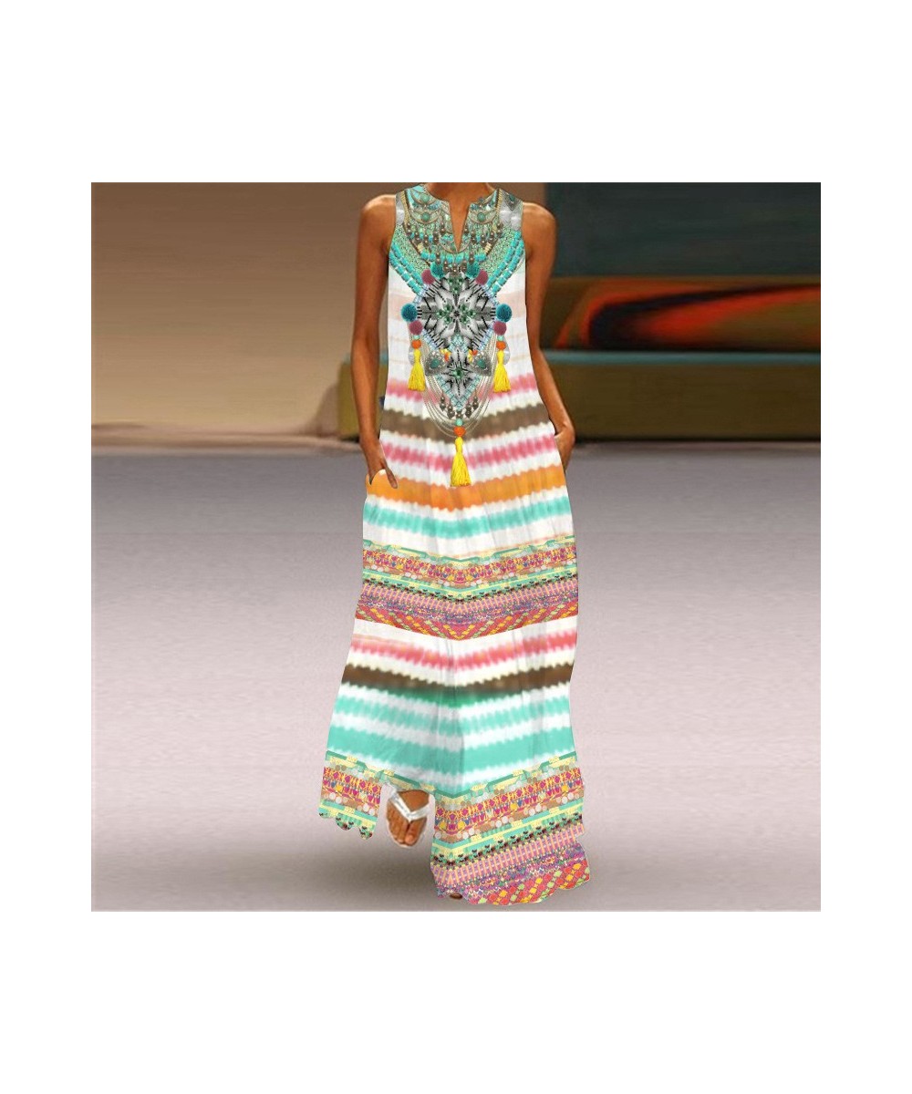 Elegant Long Maxi Dress Casual Peacock Feather Print Vintage Loose Pocket Chiffon Beach Dress Women Summer Evening Party $37....