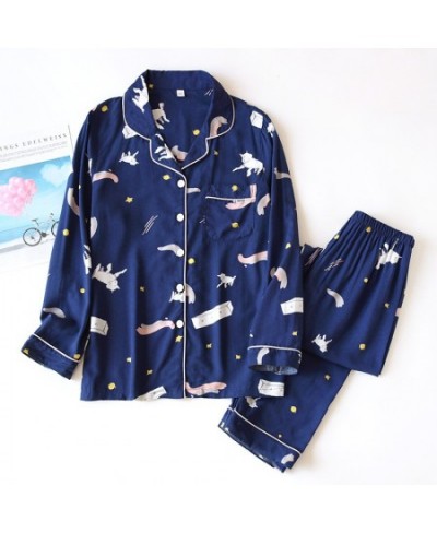 Summer Lovers Viscose Pajamas Set Lapel Cartoon Long-sleeved Trousers Loose Men Women Home Service Cardigan Two Pieces $41.82...