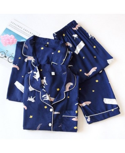 Summer Lovers Viscose Pajamas Set Lapel Cartoon Long-sleeved Trousers Loose Men Women Home Service Cardigan Two Pieces $41.82...