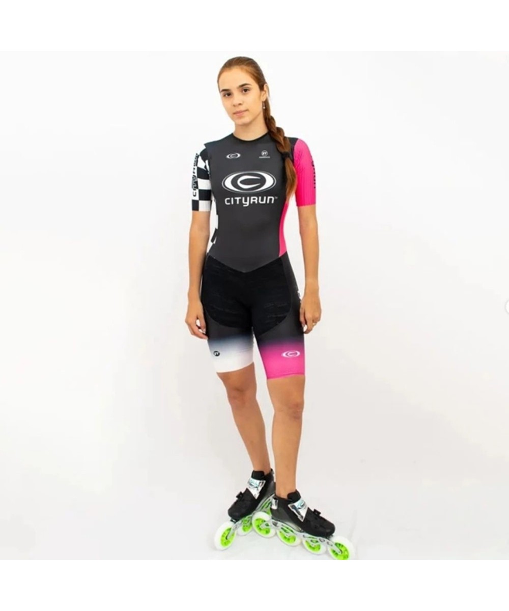 Powerslide Women Skating Short Sleeve Speed Skating Suit Jumpsuit Roupa Ciclismo Inline Speed Skating Triathlon Race Clothing...