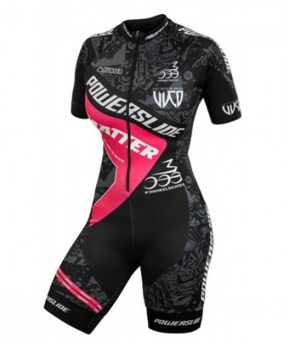 Powerslide Women Skating Short Sleeve Speed Skating Suit Jumpsuit Roupa Ciclismo Inline Speed Skating Triathlon Race Clothing...