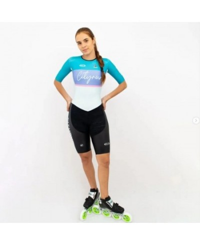 Powerslide Women Skating Short Sleeve Speed Skating Suit Jumpsuit Roupa Ciclismo Inline Speed Skating Triathlon Race Clothing...