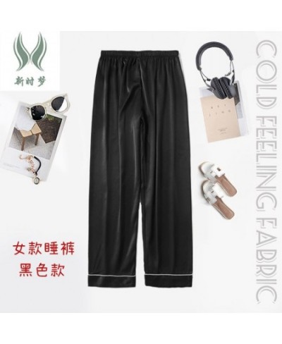 280012Summer lovers' pyjama pants silk thin solid color cool comfortable men's and women's home casual home pants $31.92 - Sl...