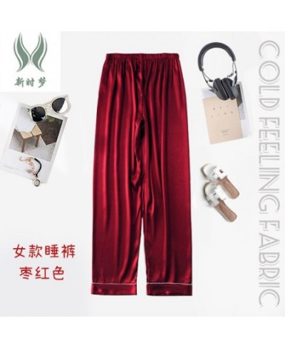 280012Summer lovers' pyjama pants silk thin solid color cool comfortable men's and women's home casual home pants $31.92 - Sl...