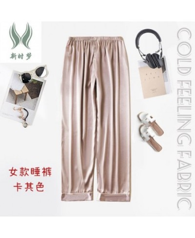 280012Summer lovers' pyjama pants silk thin solid color cool comfortable men's and women's home casual home pants $31.92 - Sl...