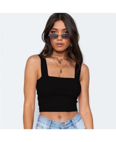 Off Shoulder Pure Color 1Pcs Sleeveless XS/S/M/L Square Neck Summer Crop Tops Women Vest Sexy European Style $17.14 - Underwear