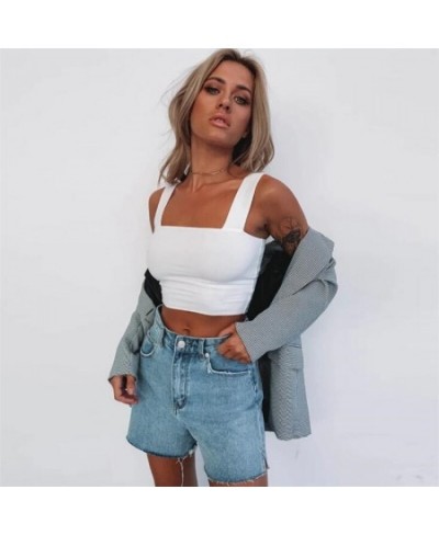 Off Shoulder Pure Color 1Pcs Sleeveless XS/S/M/L Square Neck Summer Crop Tops Women Vest Sexy European Style $17.14 - Underwear