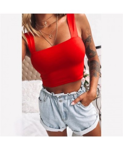 Off Shoulder Pure Color 1Pcs Sleeveless XS/S/M/L Square Neck Summer Crop Tops Women Vest Sexy European Style $17.14 - Underwear