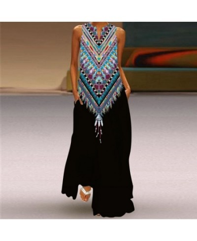 Elegant Long Maxi Dress Casual Peacock Feather Print Vintage Loose Pocket Chiffon Beach Dress Women Summer Evening Party $37....