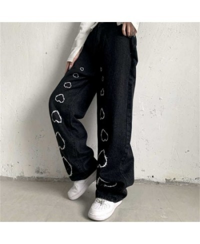 Women's Jeans Button High Waisted Jeans for Women Trousers for Girls Wide Leg Jeans Long Pants High Waist printing Heart $51....