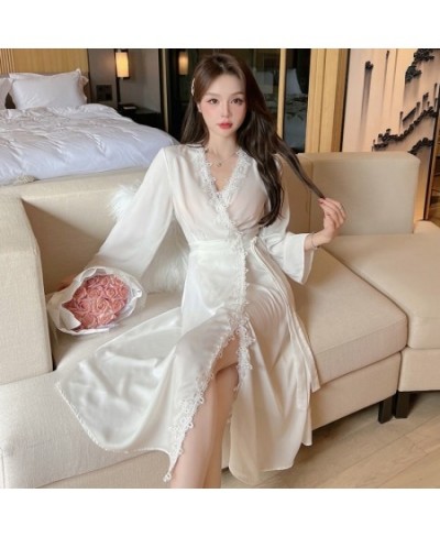 Women Satin Lace Intimate Sleepwear Set 2PCS Nightgown Sexy Lady New Robe Set Brides Bridesmaid Wedding Robe Gown M-XL $42.87...