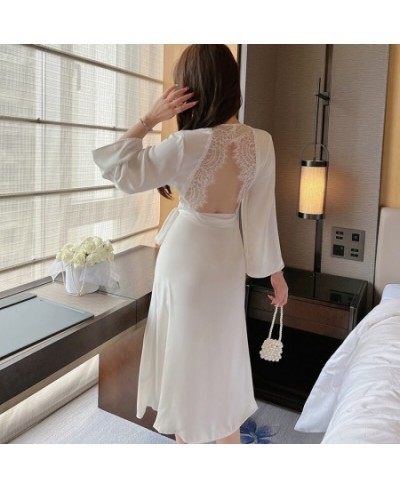 Women Satin Lace Intimate Sleepwear Set 2PCS Nightgown Sexy Lady New Robe Set Brides Bridesmaid Wedding Robe Gown M-XL $42.87...