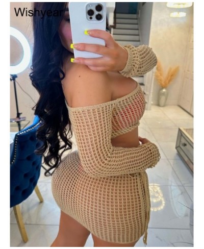 Sexy Cover Up Holow Out Top Mini Skirt Sets Outfits Women Summer Vacation Knit Crochet Two Piece Set Beach Party Suits $40.40...