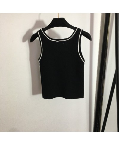 2023 New Y2k T-shirts for Women Fashion Women's Knitted Tank Tops Summer Casual Slim Vest Sleeveless Tees $53.41 - Tops & Tees