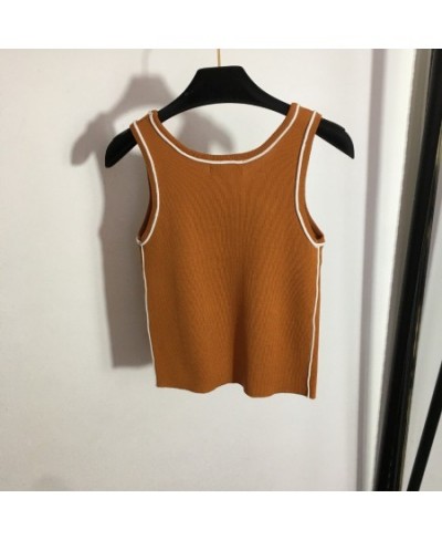 2023 New Y2k T-shirts for Women Fashion Women's Knitted Tank Tops Summer Casual Slim Vest Sleeveless Tees $53.41 - Tops & Tees