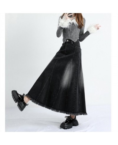 High Waist Umbrella-shaped Black Mid-length Women's Denim Skirt Spring Summer New Simple Street Style A-line Skirt Female $67...