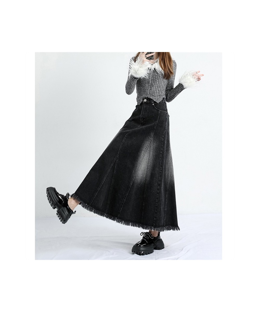 High Waist Umbrella-shaped Black Mid-length Women's Denim Skirt Spring Summer New Simple Street Style A-line Skirt Female $67...