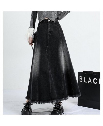 High Waist Umbrella-shaped Black Mid-length Women's Denim Skirt Spring Summer New Simple Street Style A-line Skirt Female $67...