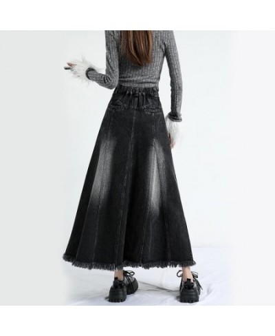 High Waist Umbrella-shaped Black Mid-length Women's Denim Skirt Spring Summer New Simple Street Style A-line Skirt Female $67...