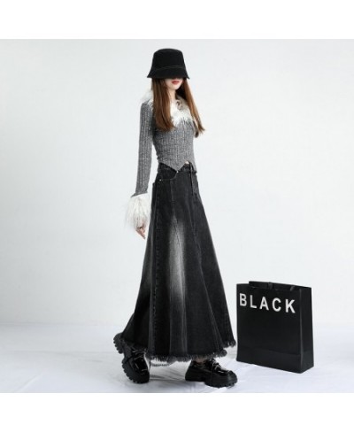 High Waist Umbrella-shaped Black Mid-length Women's Denim Skirt Spring Summer New Simple Street Style A-line Skirt Female $67...