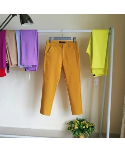 Candy Colors Skinny Pencil Pants Women Casual High Waist Capris 2023 Spring Summer Stretch Pantalones 92cm Ankle Length $33.5...