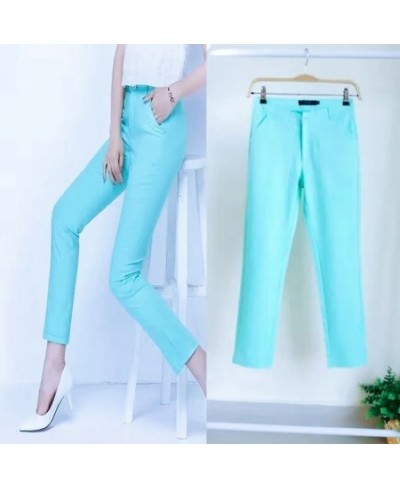 Candy Colors Skinny Pencil Pants Women Casual High Waist Capris 2023 Spring Summer Stretch Pantalones 92cm Ankle Length $33.5...