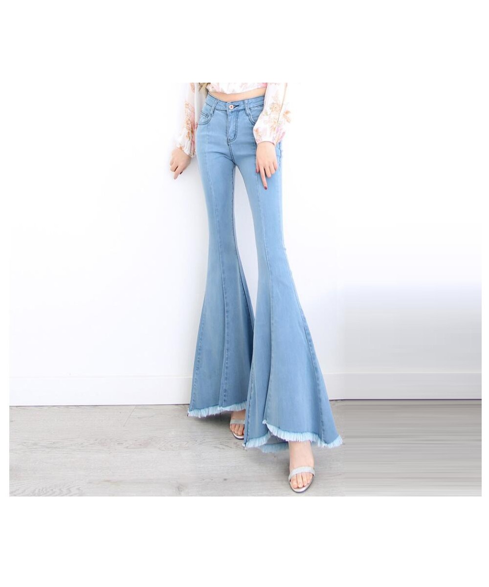 2023 Spring Fashion Women Vintage Tassel High Waist Long Boot Cut Denim Pants Lady Sexy Skinny jeans woman bell bottom jeans ...