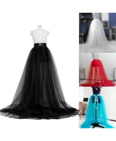 Fashion Women A-line Sheer Tulle Tutu Long Skirt Wedding Party Prom Princess Bandage Mesh Maxi Skirts Black Blue Red White $2...