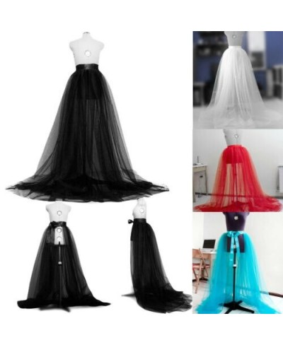 Fashion Women A-line Sheer Tulle Tutu Long Skirt Wedding Party Prom Princess Bandage Mesh Maxi Skirts Black Blue Red White $2...