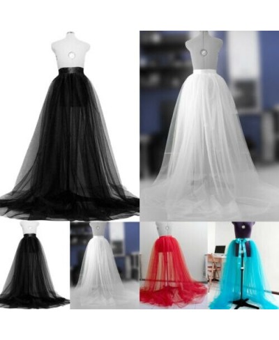 Fashion Women A-line Sheer Tulle Tutu Long Skirt Wedding Party Prom Princess Bandage Mesh Maxi Skirts Black Blue Red White $2...