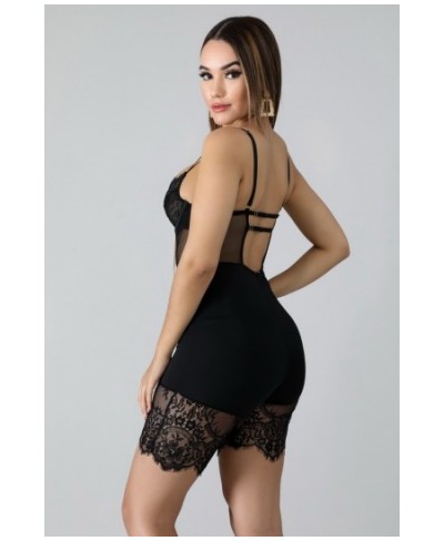 Sexy Women Spaghetti Strap Bodycon Lace Party Playsuit Solid Skinny Night Club Playsuit Romper $33.76 - Rompers