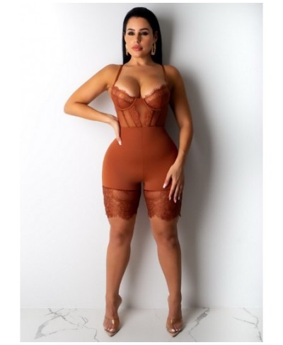 Sexy Women Spaghetti Strap Bodycon Lace Party Playsuit Solid Skinny Night Club Playsuit Romper $33.76 - Rompers