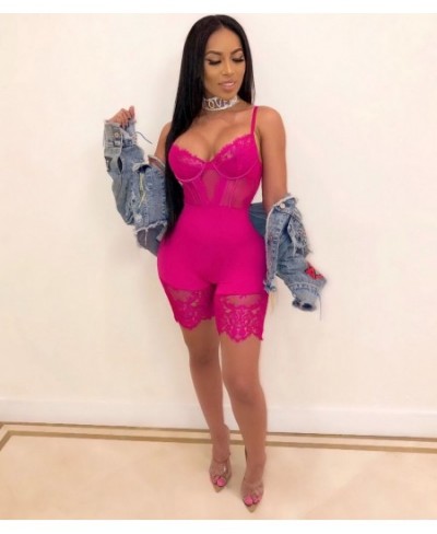 Sexy Women Spaghetti Strap Bodycon Lace Party Playsuit Solid Skinny Night Club Playsuit Romper $33.76 - Rompers