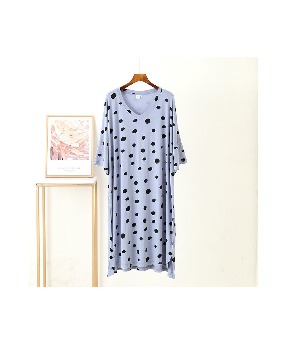 Nightdress Mom Short Sleeve Cotton Homewear Women Cartoon Print Sexy Dot Round Collar Sleepwear Big Size Fashion Casual Home ...