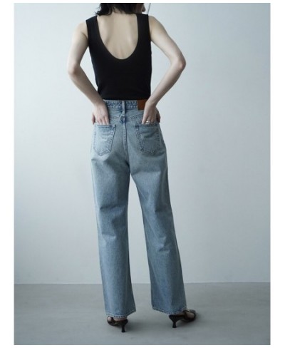 Japanese Fashion Simple High Wasit Straight Pants Vintage Soft Wide Leg Jeans Women 2023 Spring New Casual Denim Pantalon $92...