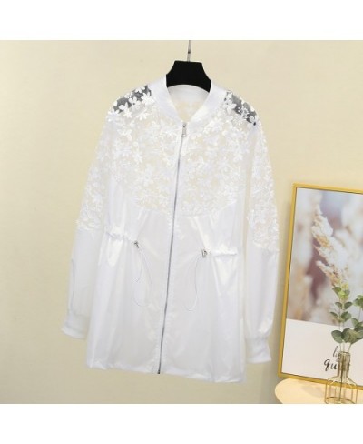 Summer Jacket Women Lace Splicing Sequins Coat Tunic Black Top Summer Sunscreen Coats Female Stylish Loose Casual Jackets $44...