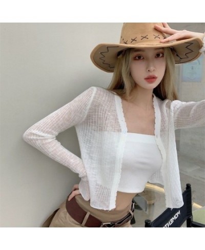 Cardigan Women Summer Sun-proof Minimalist Female Vacation Stylish Fashion Solid Slim Soft Streetwear All-match Thin Chic $22...