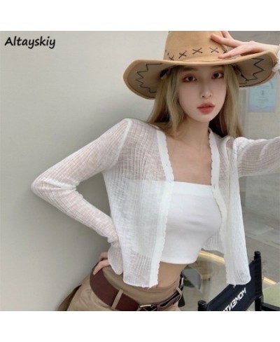 Cardigan Women Summer Sun-proof Minimalist Female Vacation Stylish Fashion Solid Slim Soft Streetwear All-match Thin Chic $22...