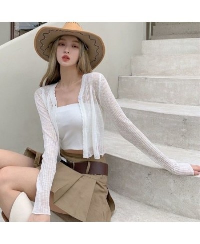 Cardigan Women Summer Sun-proof Minimalist Female Vacation Stylish Fashion Solid Slim Soft Streetwear All-match Thin Chic $22...