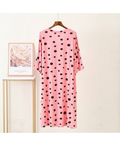 Nightdress Mom Short Sleeve Cotton Homewear Women Cartoon Print Sexy Dot Round Collar Sleepwear Big Size Fashion Casual Home ...