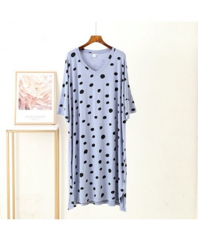 Nightdress Mom Short Sleeve Cotton Homewear Women Cartoon Print Sexy Dot Round Collar Sleepwear Big Size Fashion Casual Home ...