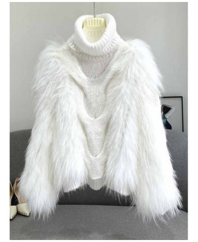 High Quality Loose Pullovers Rabbit Fur Patchwork Knitting Thick Warm Turtleneck Sweater Ladies 2023 Spring New 3WQ1583 $68.2...