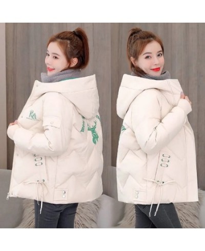 Women's Cotton Padded Parka Outerwear 2023 Parkas Winter Jackets Hooded Thick Warm Coats Fashion Female Letters Print Jacket ...