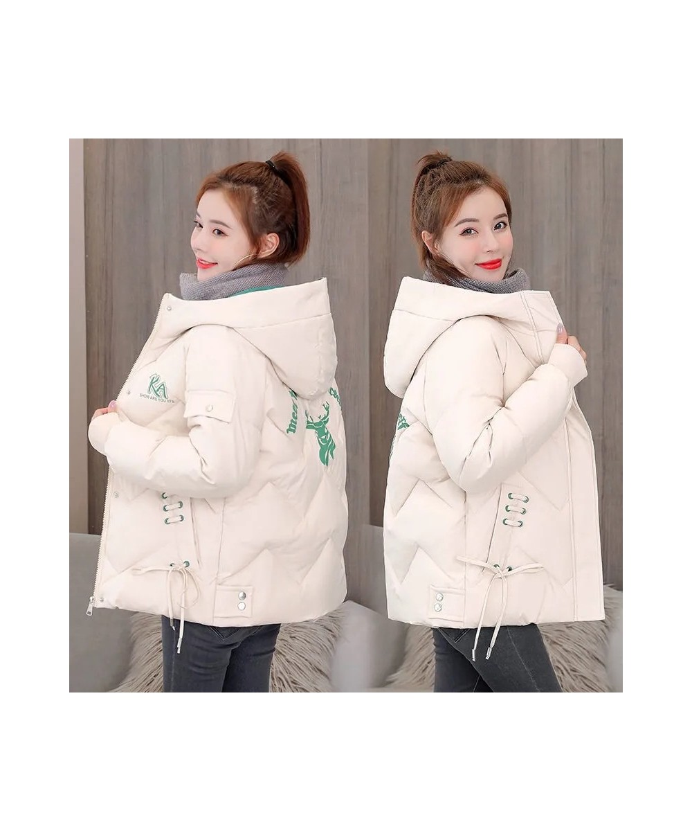 Women's Cotton Padded Parka Outerwear 2023 Parkas Winter Jackets Hooded Thick Warm Coats Fashion Female Letters Print Jacket ...