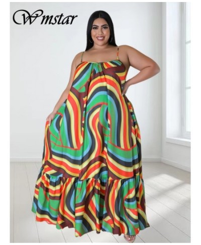 Plus Size Summer Dresses for Women Slip Sleeveless Printed Slip Elegant Maxi Dress New Clothes Wholesale $44.72 - Plus Size C...