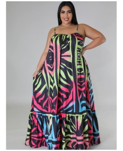 Plus Size Summer Dresses for Women Slip Sleeveless Printed Slip Elegant Maxi Dress New Clothes Wholesale $44.72 - Plus Size C...