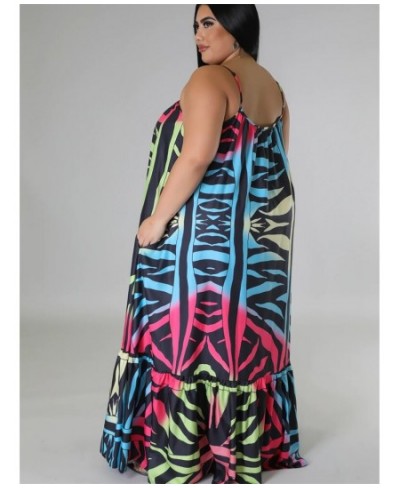 Plus Size Summer Dresses for Women Slip Sleeveless Printed Slip Elegant Maxi Dress New Clothes Wholesale $44.72 - Plus Size C...