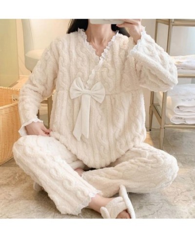 Winter New Warm Flannel Women's Pajamas Set Long-sleeved Trousers Cute Soft Home Wear Sleepwear Pyjamas Clothes for Women $45...