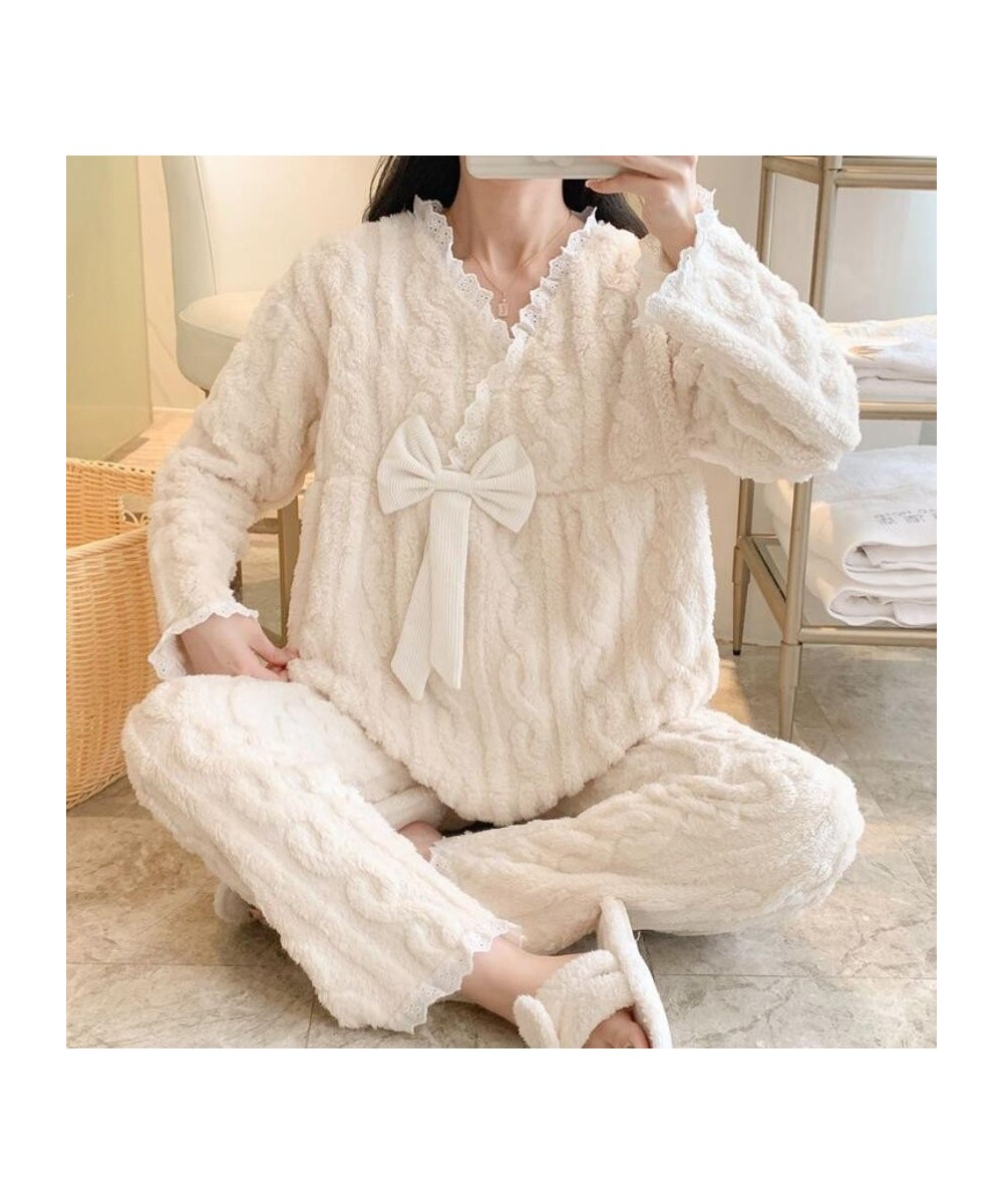 Winter New Warm Flannel Women's Pajamas Set Long-sleeved Trousers Cute Soft Home Wear Sleepwear Pyjamas Clothes for Women $45...