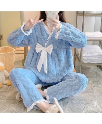 Winter New Warm Flannel Women's Pajamas Set Long-sleeved Trousers Cute Soft Home Wear Sleepwear Pyjamas Clothes for Women $45...